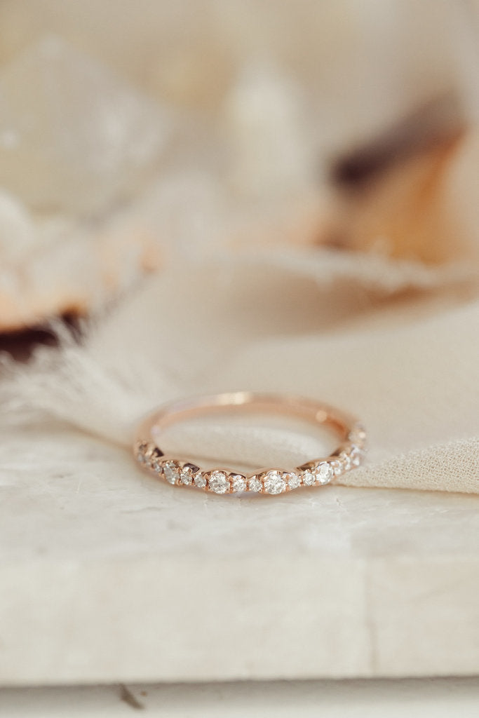 Solid Gold Pave Wave Pattern Diamond Band