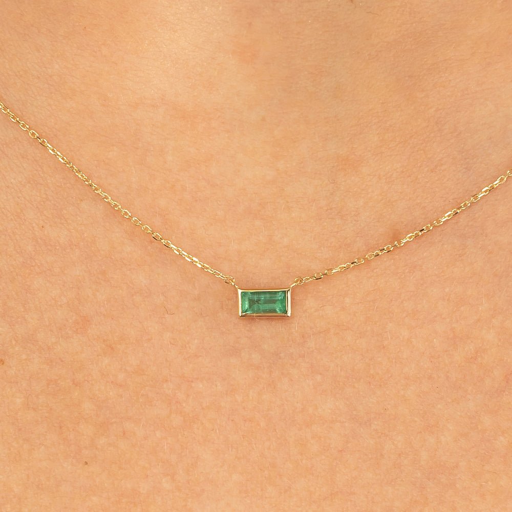 Solid Gold Dainty Emerald Necklace (277CEE)