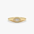 Solid Gold Diamond Evil Eye Signet Ring (8D451E)