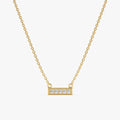 Solid Gold Minimalistic Design Natural Diamond Bar Necklace (F9BDDA)