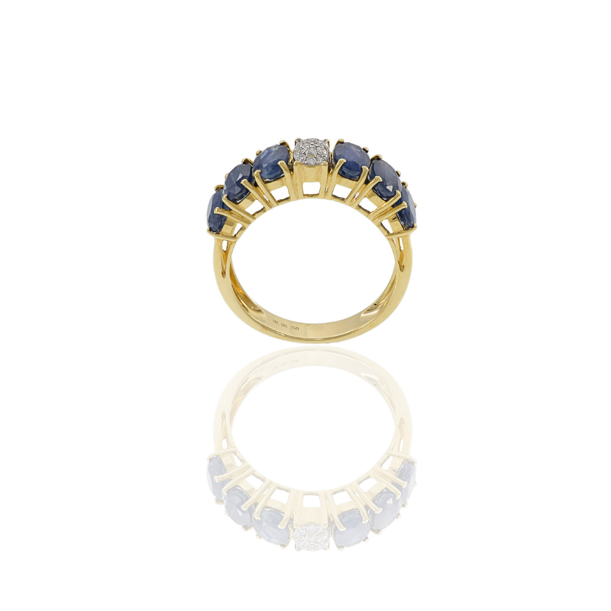 Solid Gold Sapphire And Diamond Ring (F9145B)