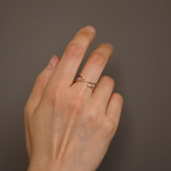Solid Gold Cross Diamond Minimalist Ring
