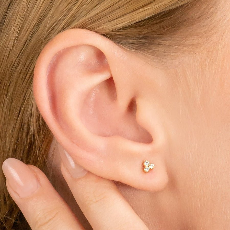 Solid Gold Triple Bezel Diamond Studs