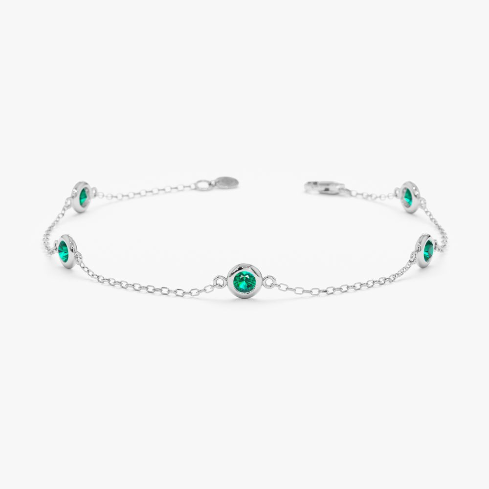 Solid Gold Emerald Station Bracelet