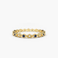 Solid Gold Sapphire Art Deco Wedding Band