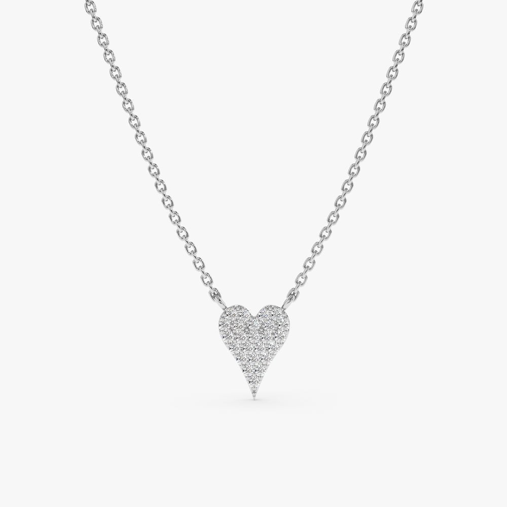 Solid Gold Long Diamond Heart Necklace (D4C760)