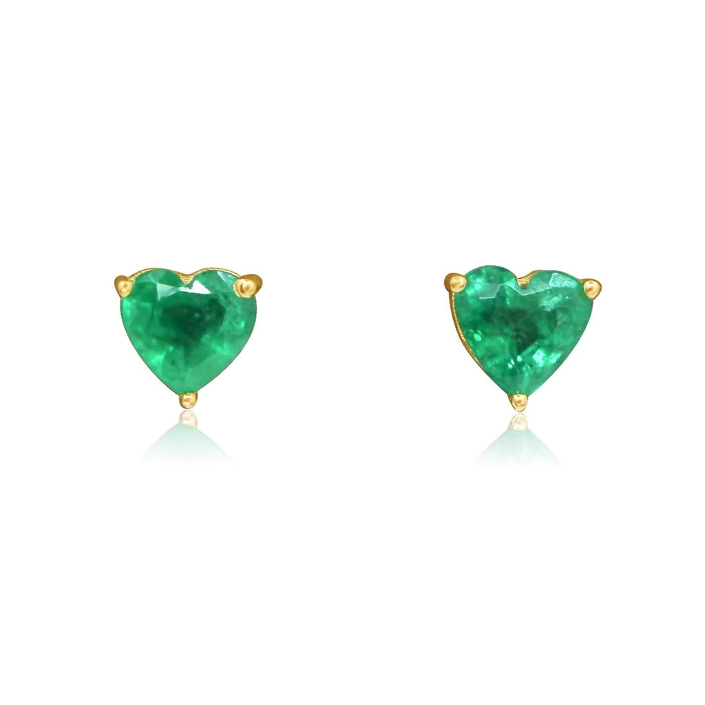 Solid Gold Emerald Prong Heart Earring