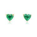 Solid Gold Emerald Prong Heart Earring