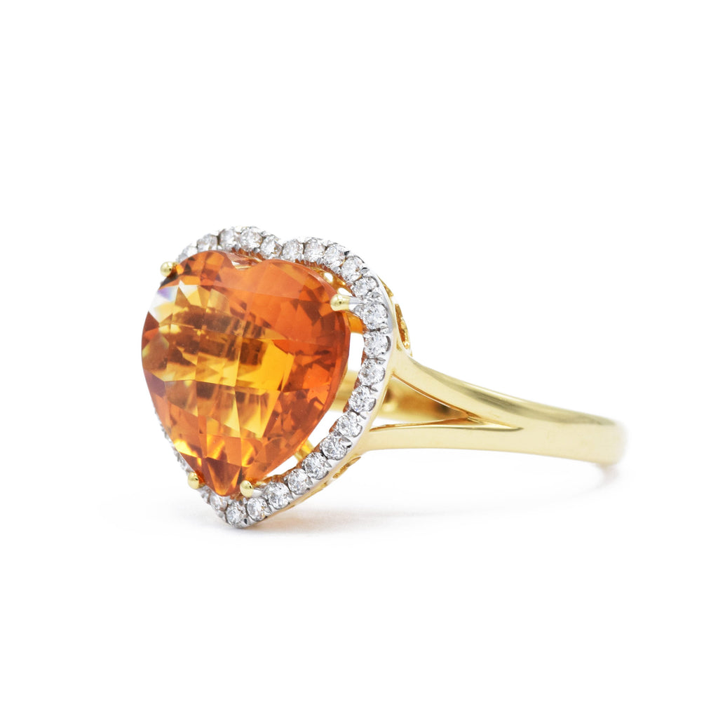 Solid Gold Citrine Heart Ring