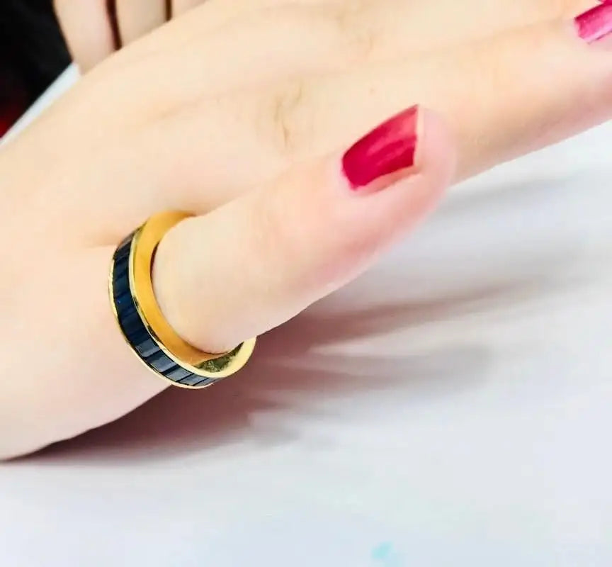 Solid Gold Emerald-Cut Sapphire Eternity Band Ring