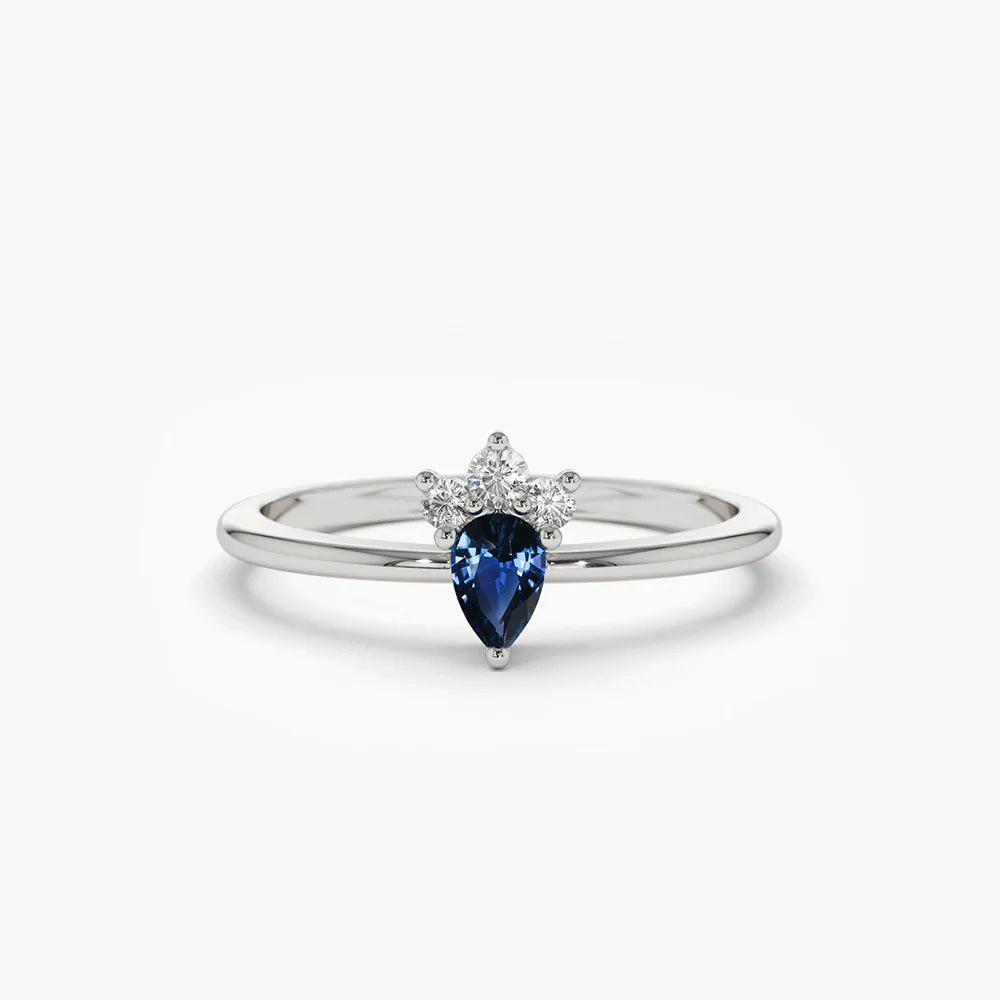 Solid Gold Mini Sapphire and Diamond Ring (FD1C1D)