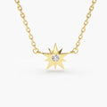 Solid Gold Single Diamond Star Necklace (FAE7D8)