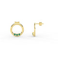 Solid Gold Open Circle Natural Emerald Earrings (E18AF4)