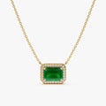 Solid Gold Emerald Diamond Necklace (A3336D)