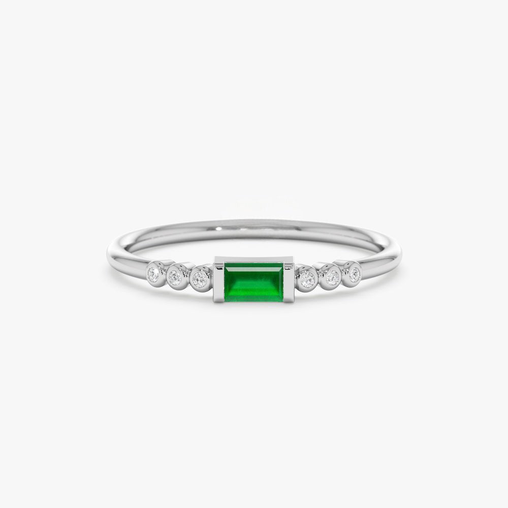 Solid Gold Natural Emerald and Diamond Ring (752862)