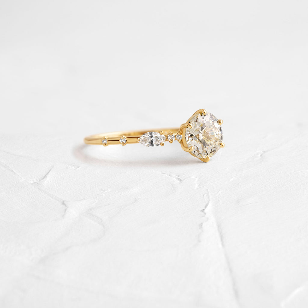Solid Gold Canvas Moissanite Diamond Round Solitaire Ring