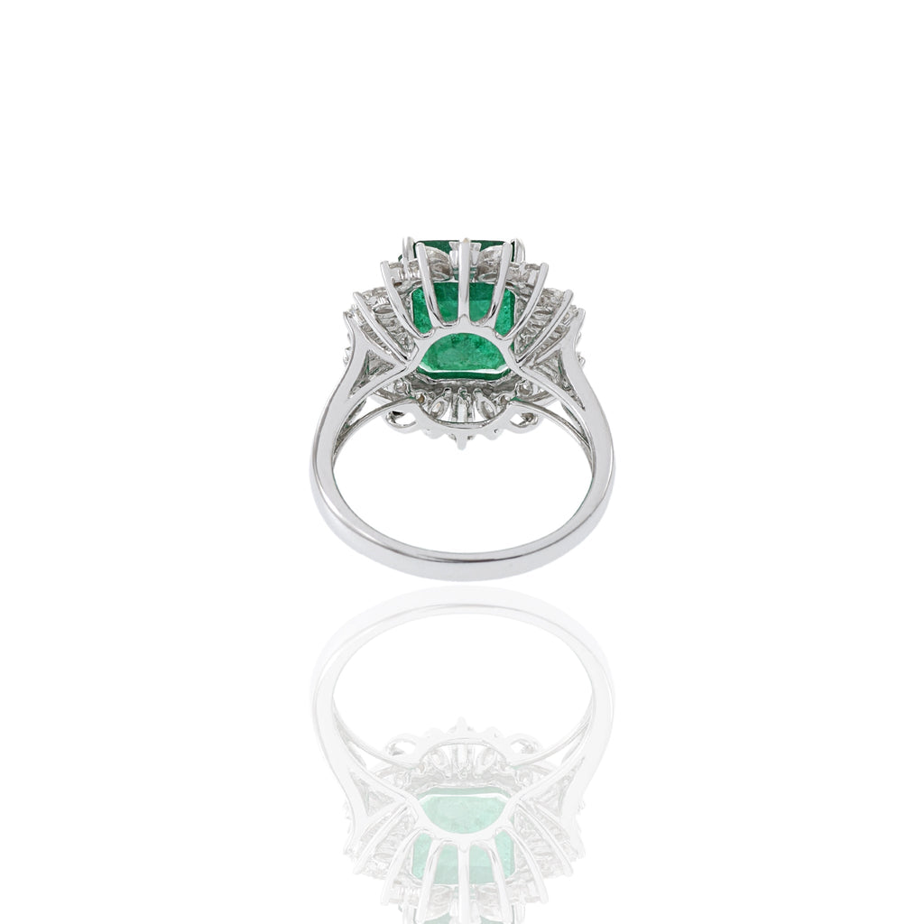 Solid Gold 4.01CT Emerald And Diamond Cocktail Ring