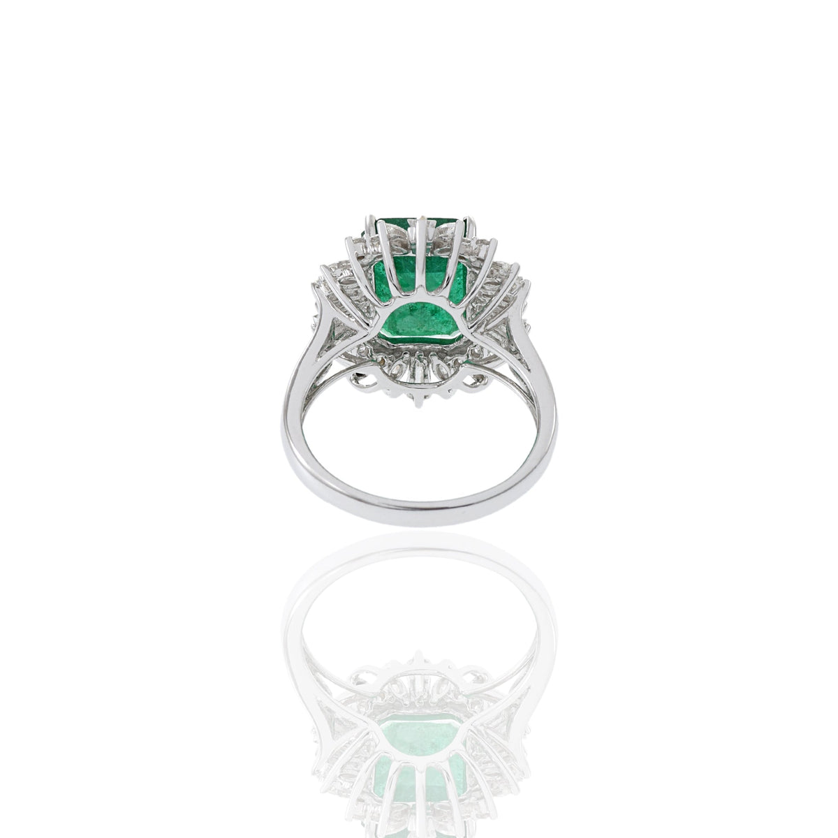 Solid Gold 4.01CT Emerald And Diamond Cocktail Ring