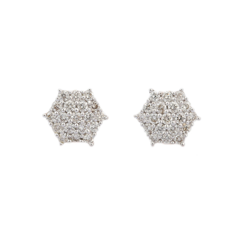 Solid Gold Cluster Diamond Studs (B9E7FB)