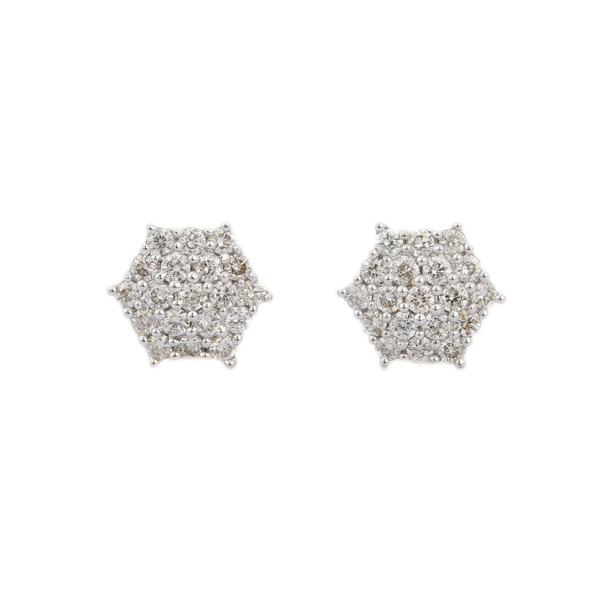 Solid Gold Cluster Diamond Studs (B9E7FB)