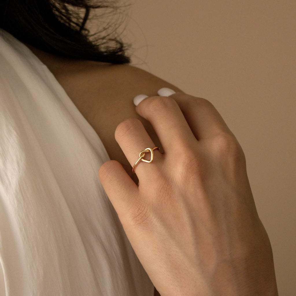 Solid Gold Heart knot Ring