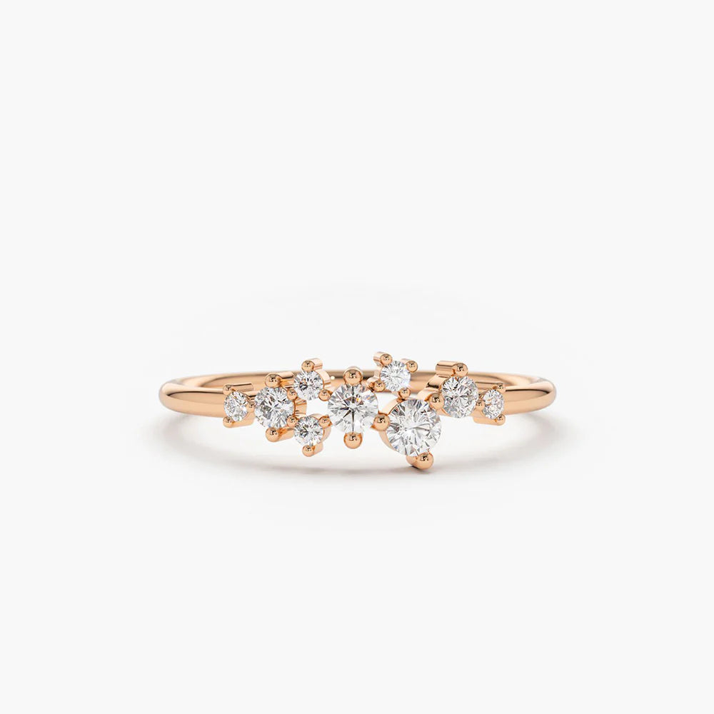 Solid Gold Diamond Cluster Ring