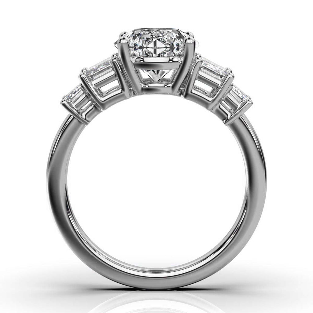 Solid Gold Diamond Ring Emerald Cut Five Stone Emerald Shape Lab Grown