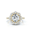 Solid Gold 3 CT Halo Lab Grown Diamond Engagement Ring (4EE027)