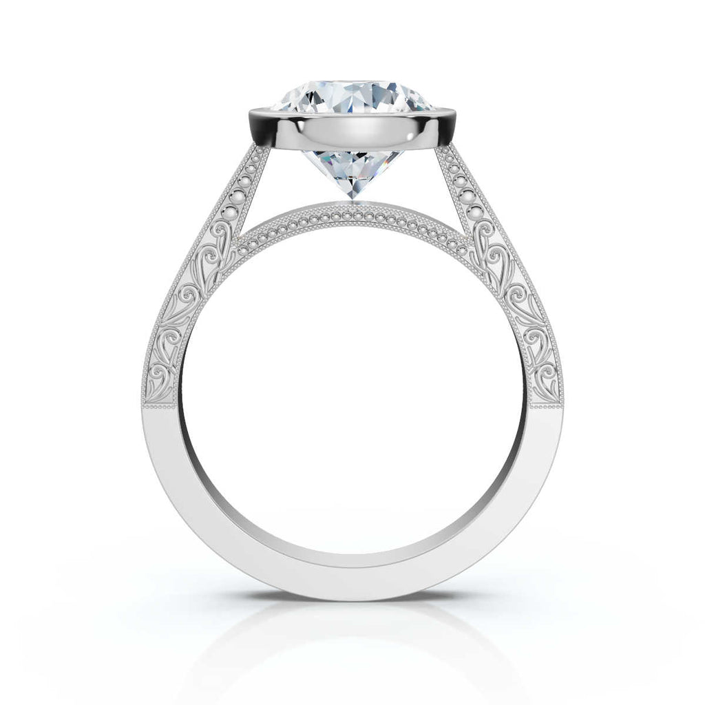 Solid Gold 2 CT Hand Texture Lab Grown Diamond Engagement Ring