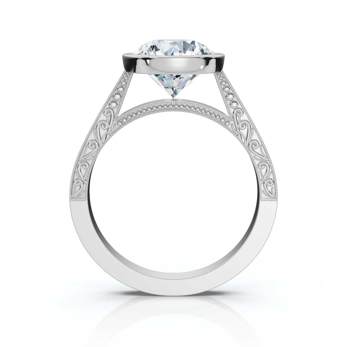 Solid Gold 2 CT Hand Texture Lab Grown Diamond Engagement Ring