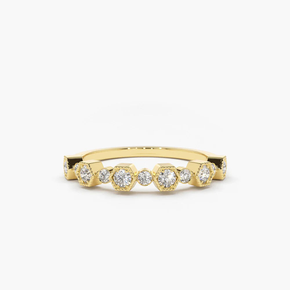 Solid Gold Unique Diamond Anniversary Ring