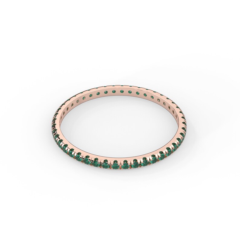 Solid Gold 0.35 ctw Natural Emerald full Eternity Band