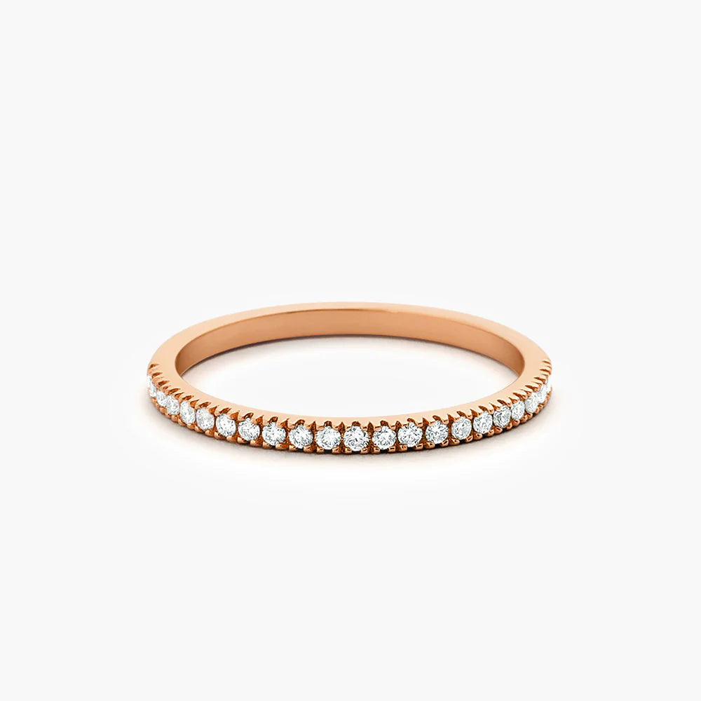 Solid Gold 1.5MM Half Eternity Diamond Ring