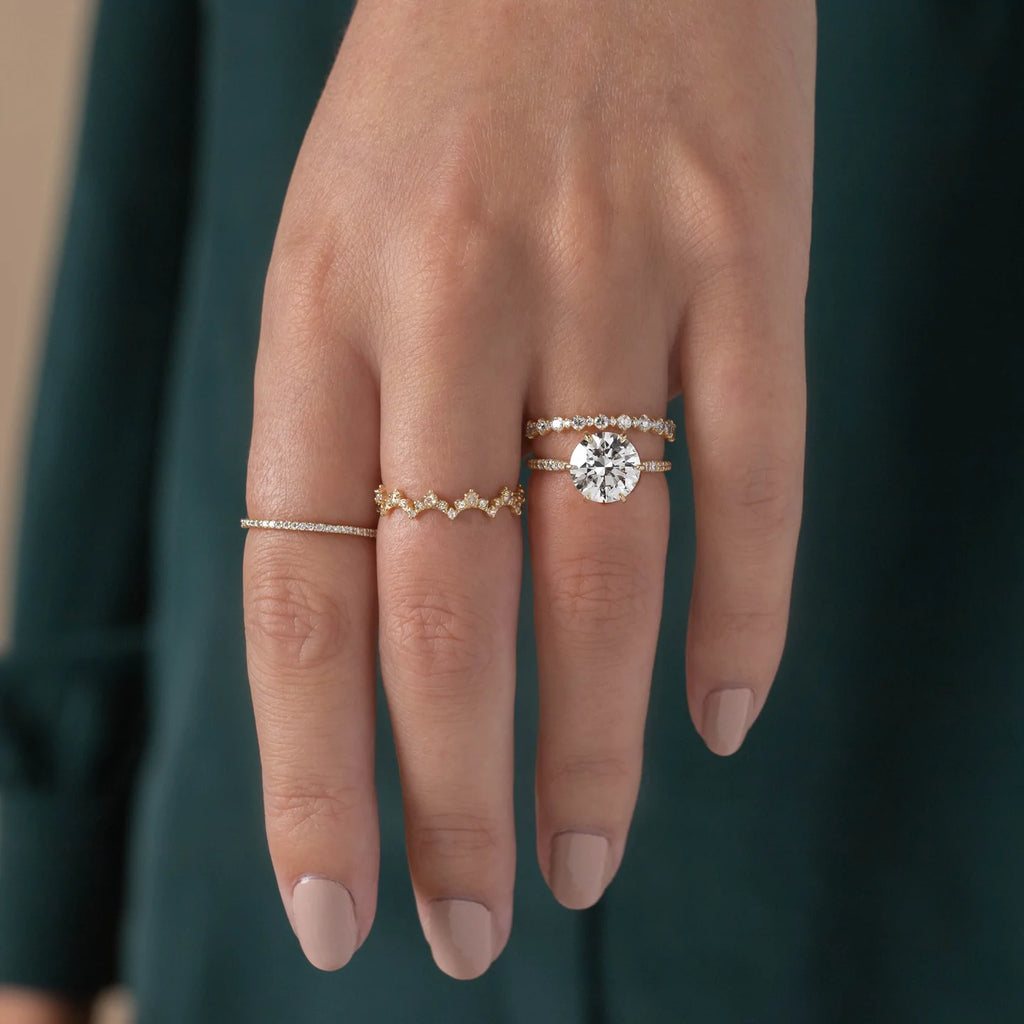 Solid Gold Nova Ring, Round Cut Diamond Engagement Ring
