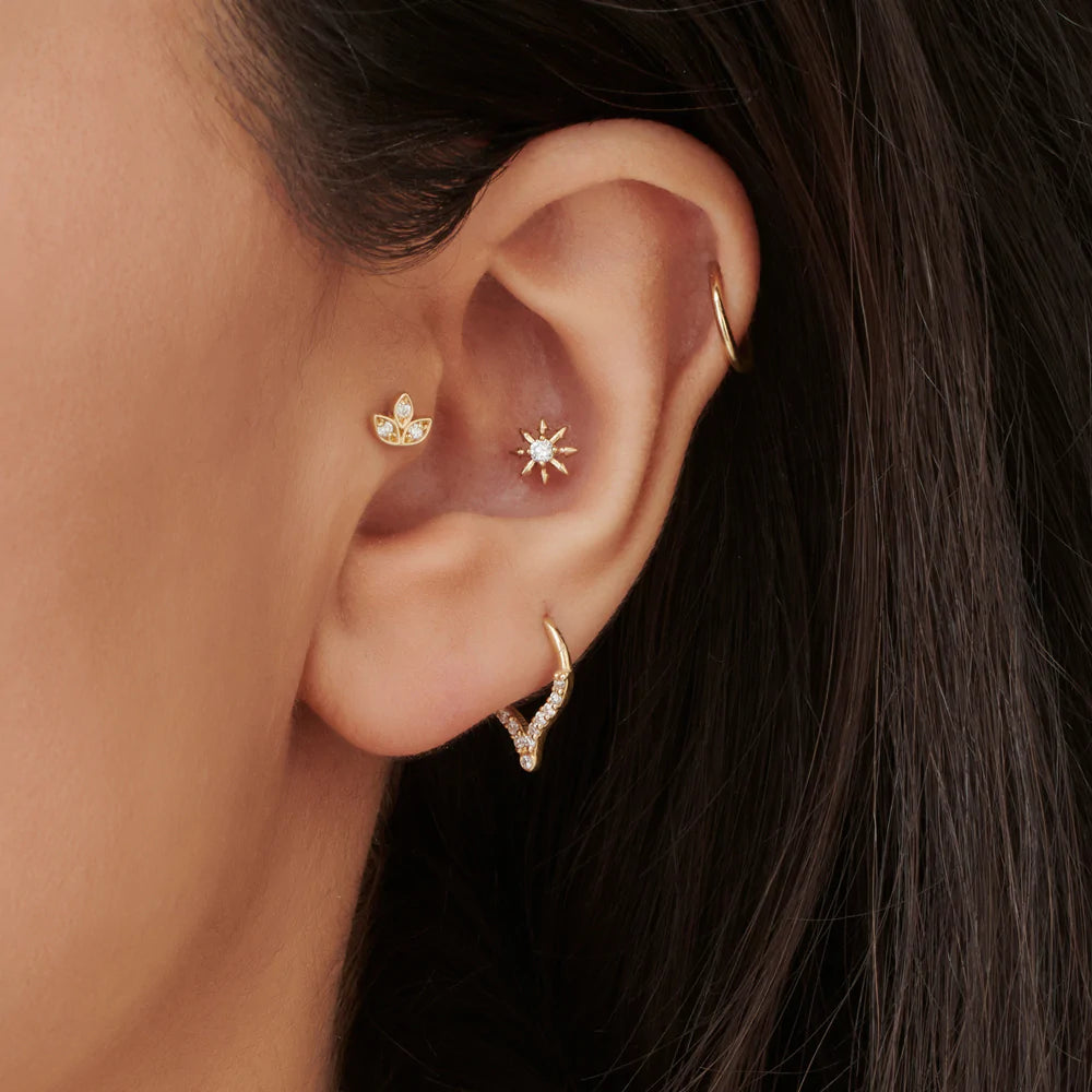 Solid Gold Star Diamond Helix Piercing