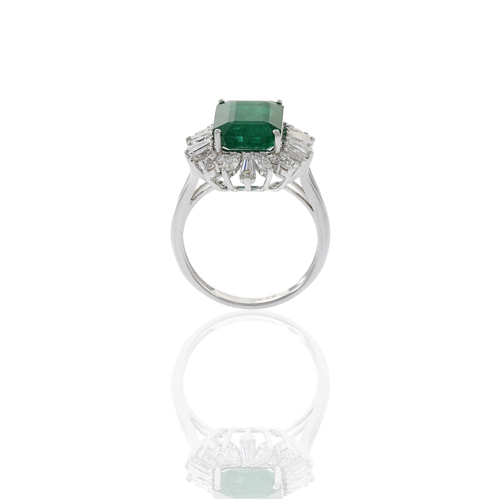 Solid Gold 4.01CT Emerald And Diamond Cocktail Ring