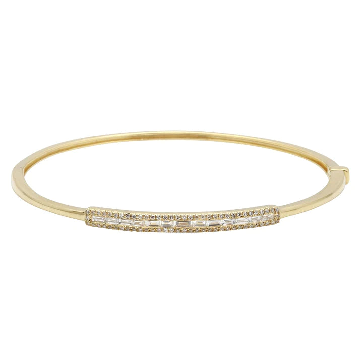 Solid Gold Soho Baguette Diamond Bangle