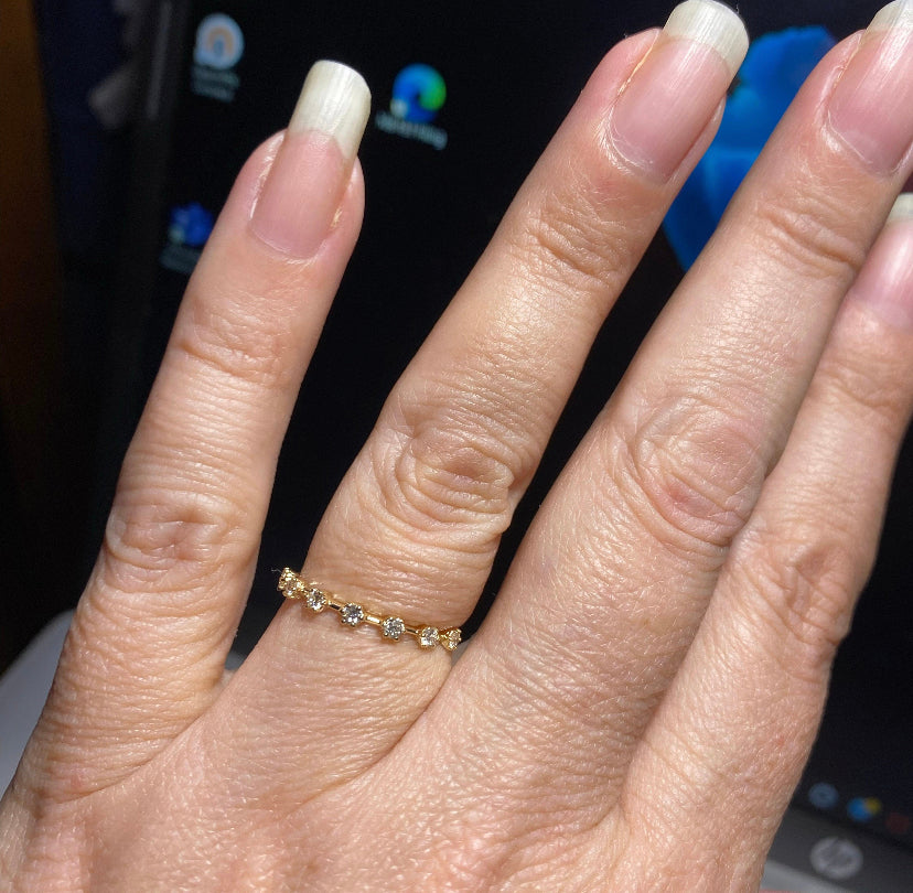 14K Solid Gold Stacking Distance Diamond Band