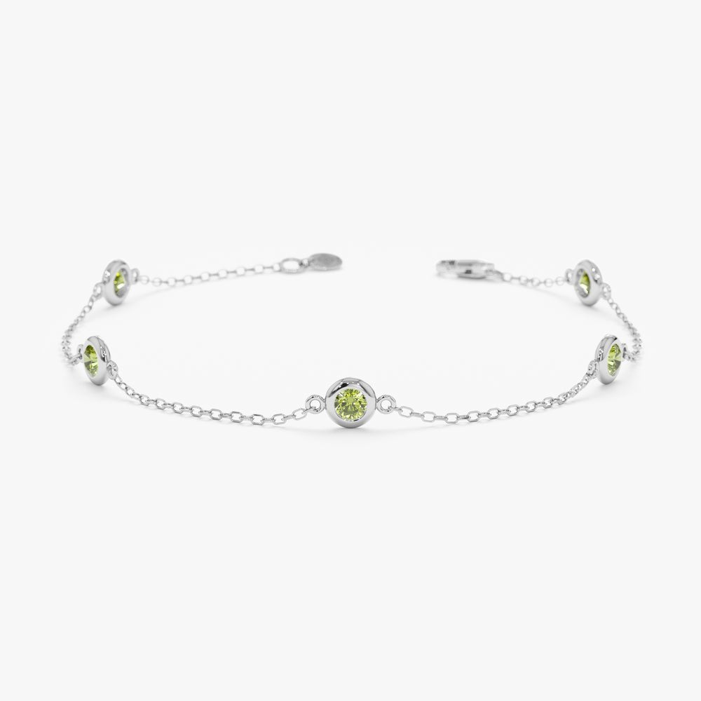 Solid Gold Peridot Station Bracelet