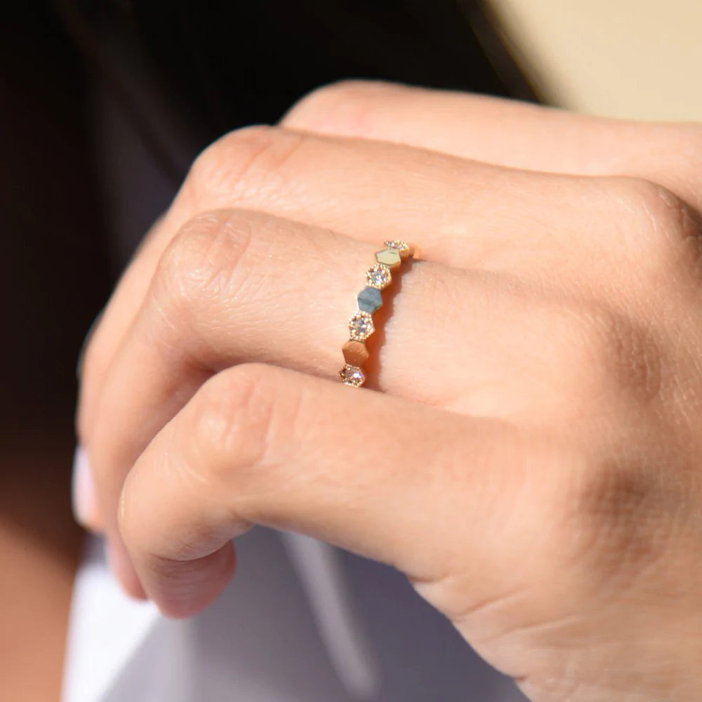 Solid Gold Honeycomb Diamond Eternity Wedding Band