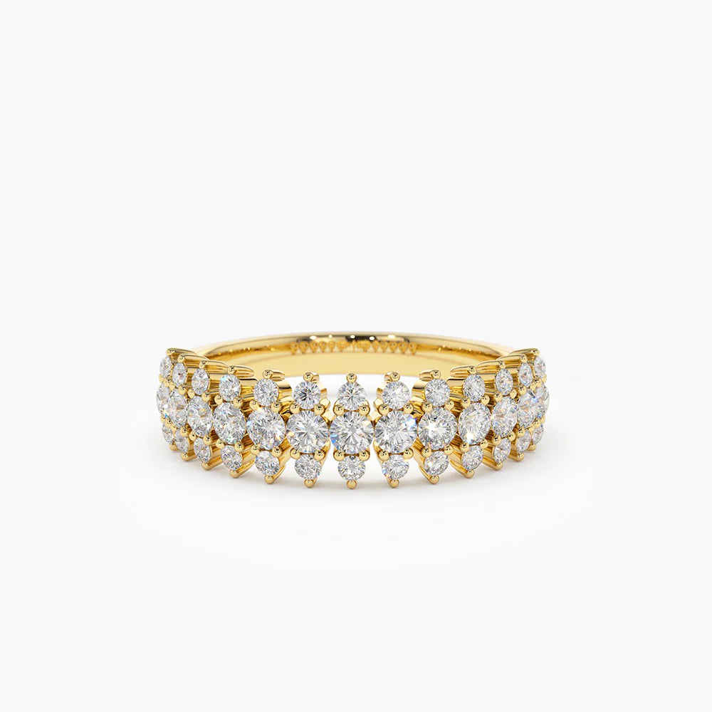 Solid Gold Half Eternity Round Diamond Spike Ring