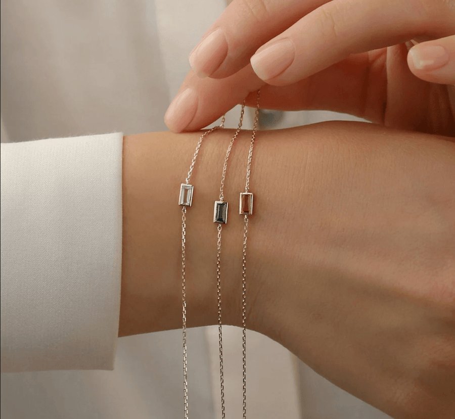 Solid Gold Natural Gemstone Bracelet