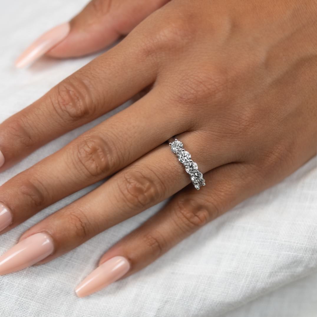 Solid Gold Lab-Created Diamond 5 Stone Anniversary Ring (45208B)