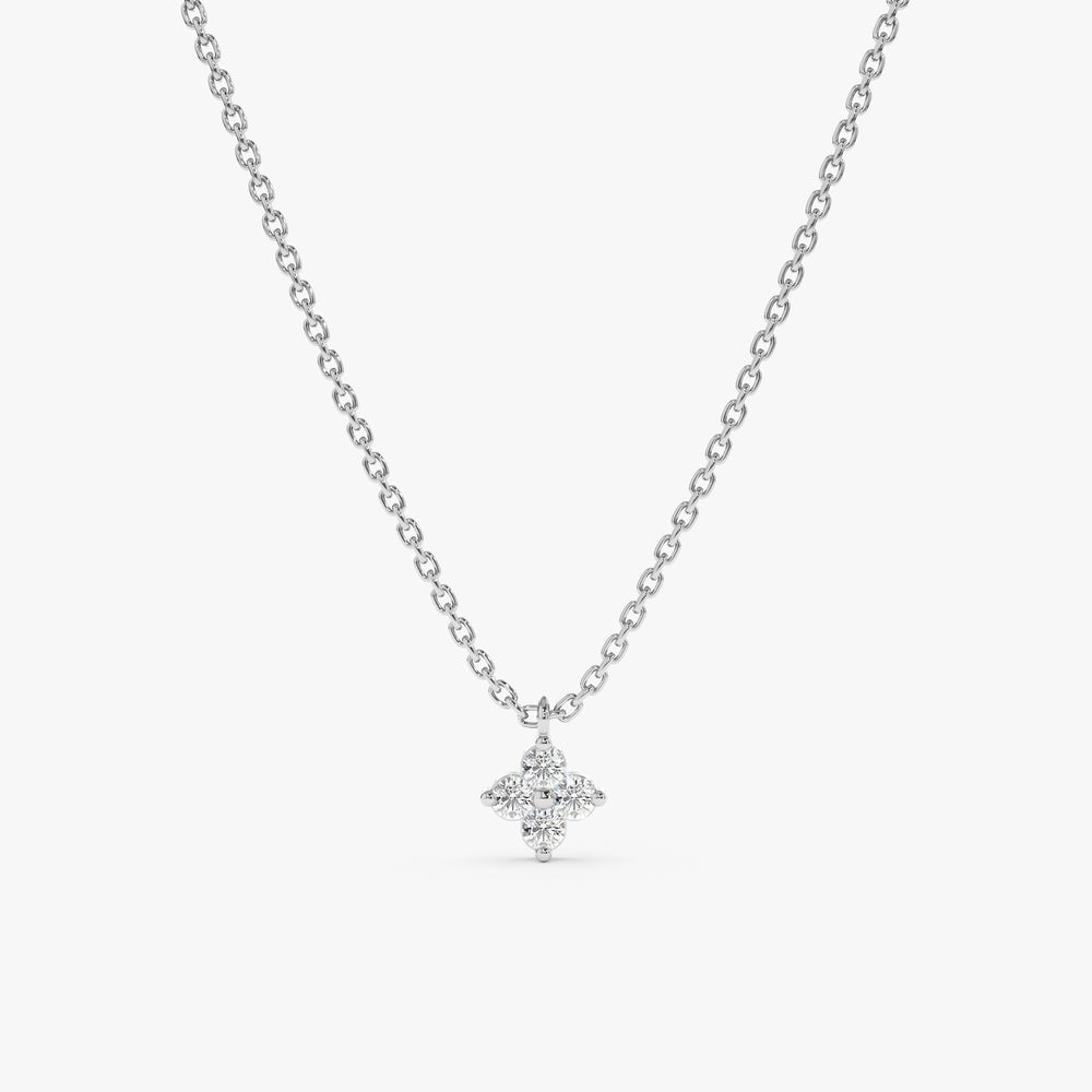 Solid Gold Petite Diamond Clover Necklace (C3FA60)
