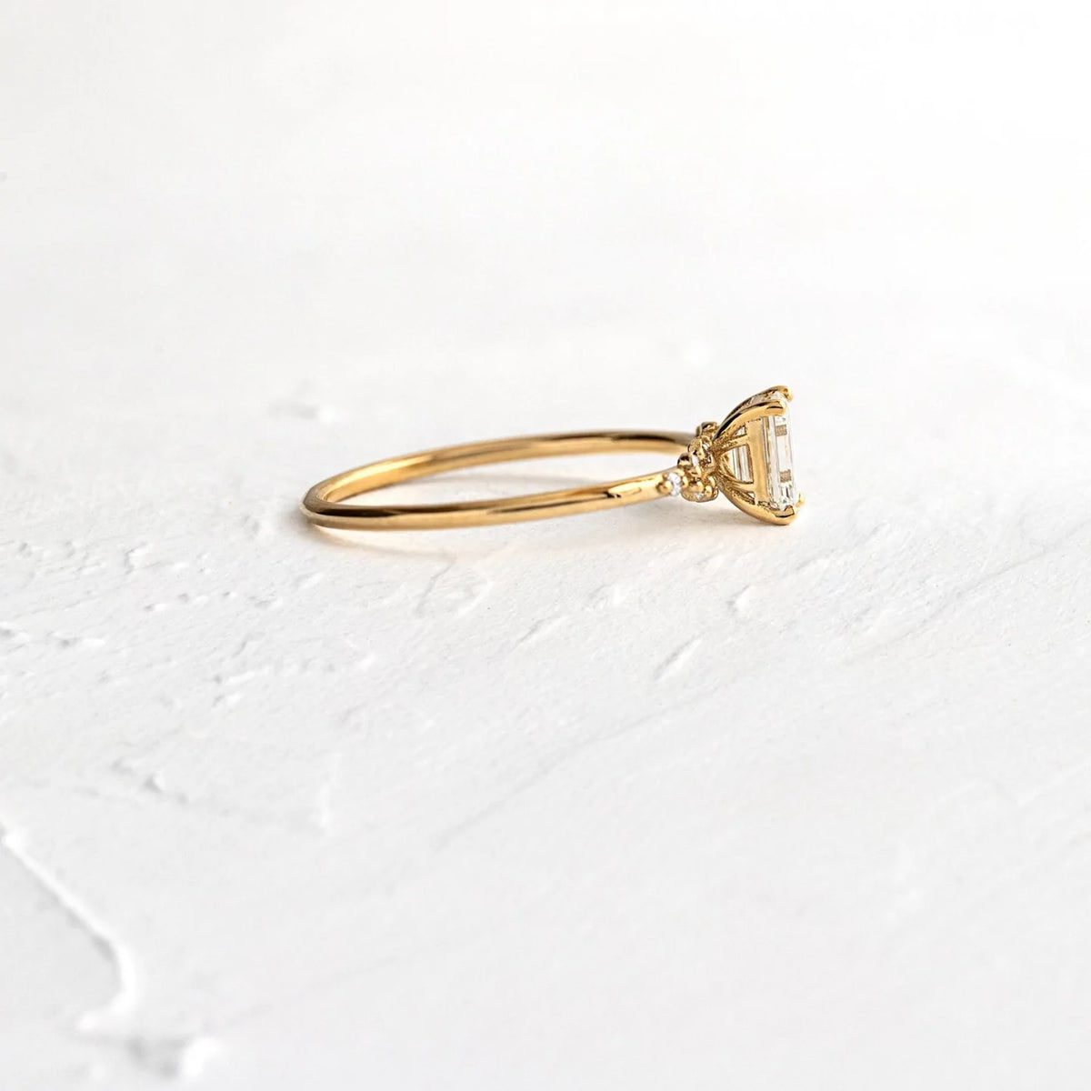 Solid Gold Emerald Cut Lab-Grown Diamond Ring (B78F8D)