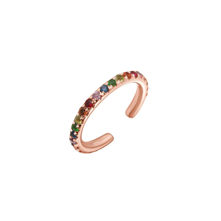 Solid Gold Rainbow Sapphire Ear Cuff