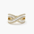 Solid Gold Baguette Diamond Crossover Ring