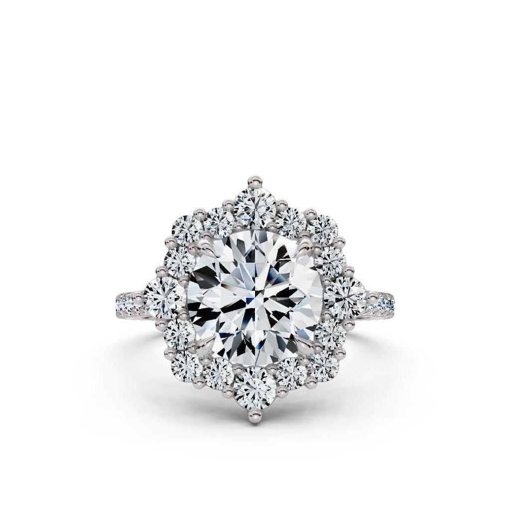 Solid Gold Halo Lab Grown Diamond Engagement Ring