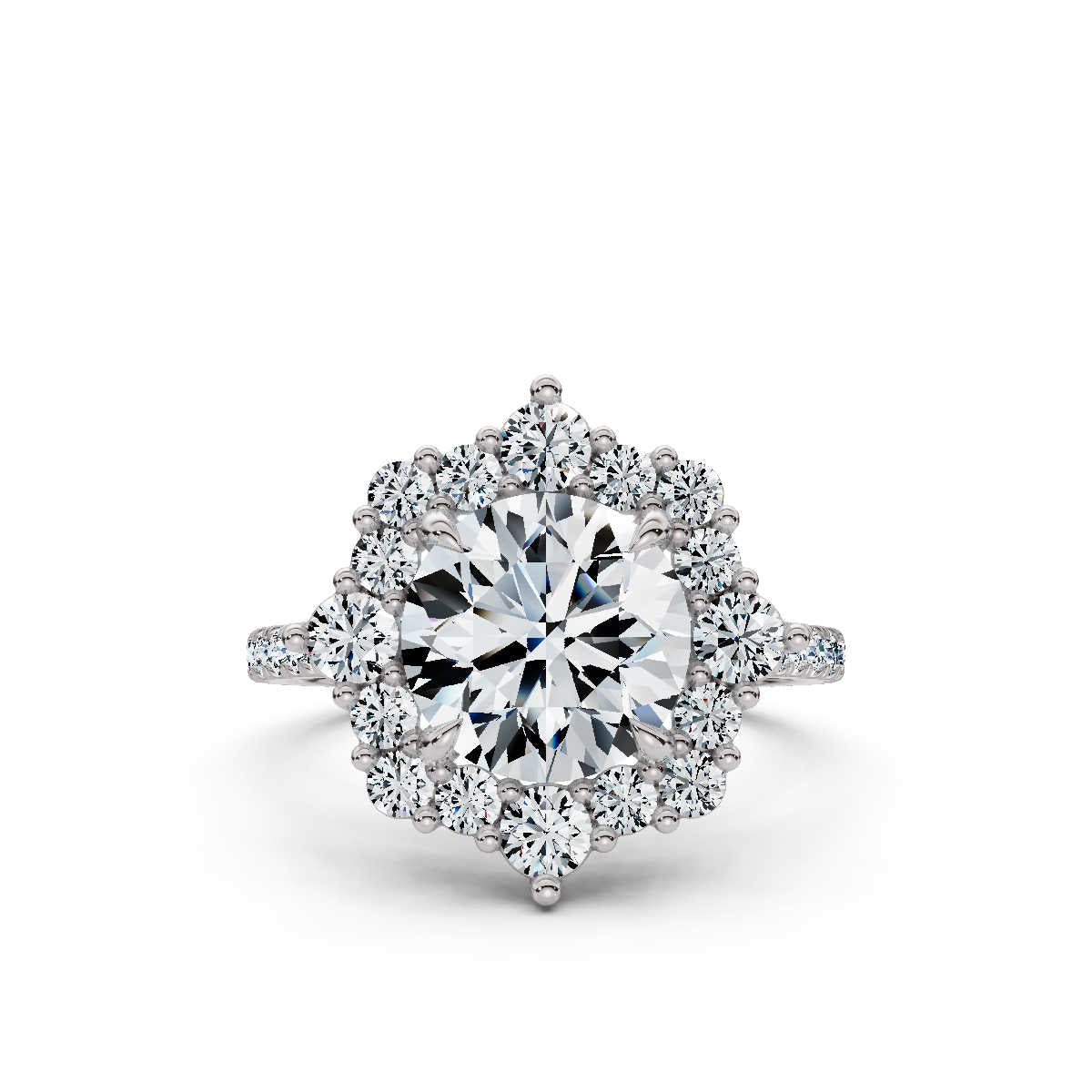Solid Gold Halo Lab Grown Diamond Engagement Ring