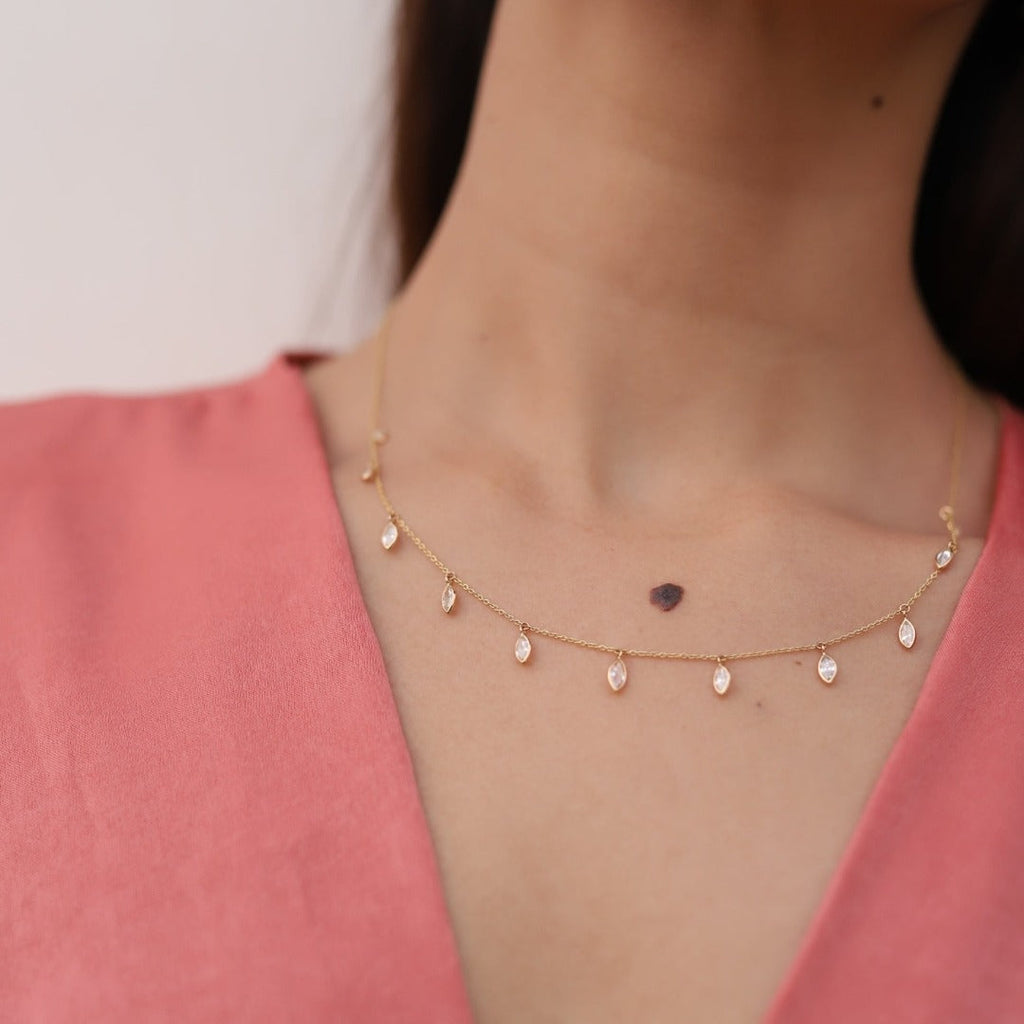 Solid Gold Diamond Charm Necklace